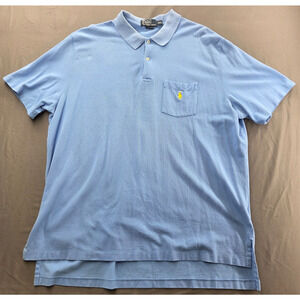 Polo Ralph Lauren Blue 100% Cotton Short Sleeve Polo Pocket Shirt Men's XXL Logo